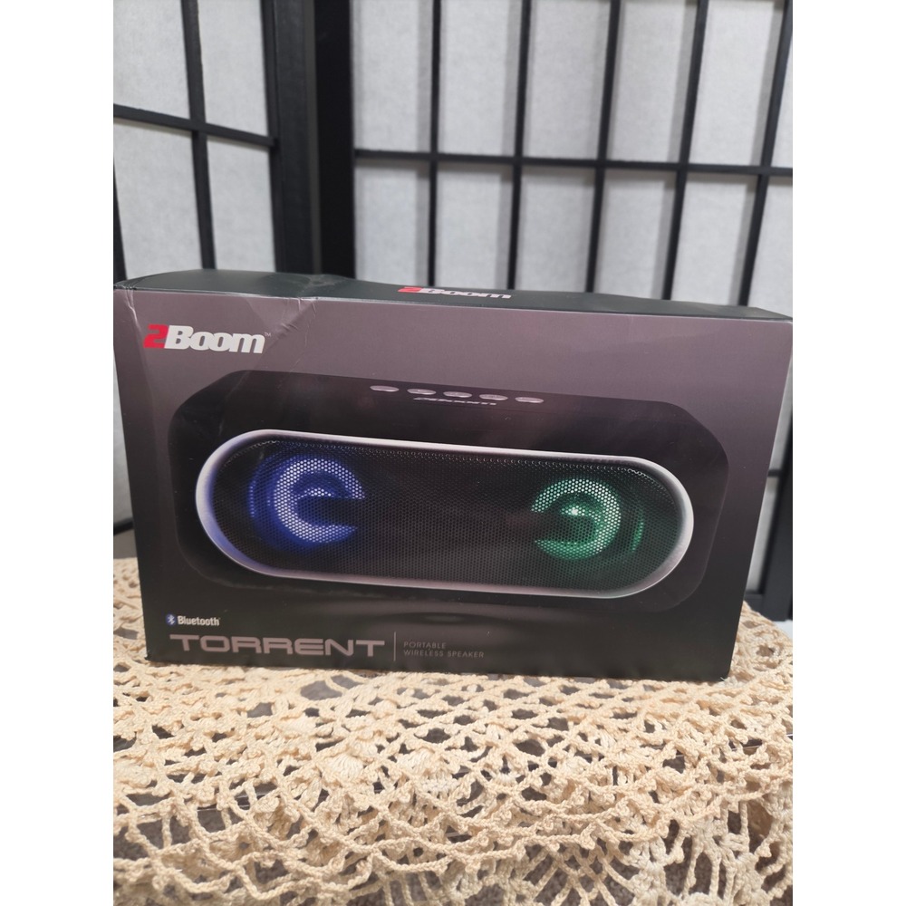 2Boom Torrent Portable Wireless Bluetooth Speaker LED Lights BT488BK Black